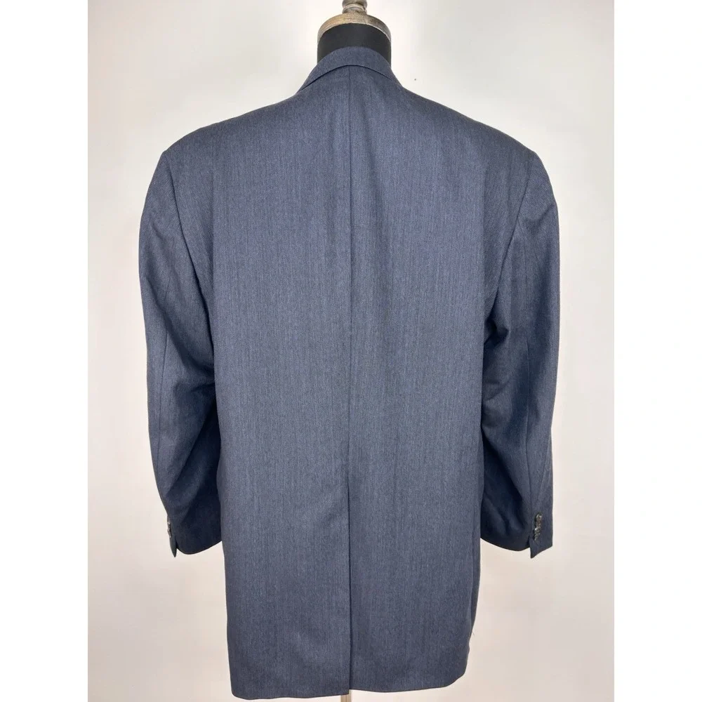 Vintage Lauren Ralph Lauren Blazer Men 48L Navy Blue Herringbone Wool Jacket 90s